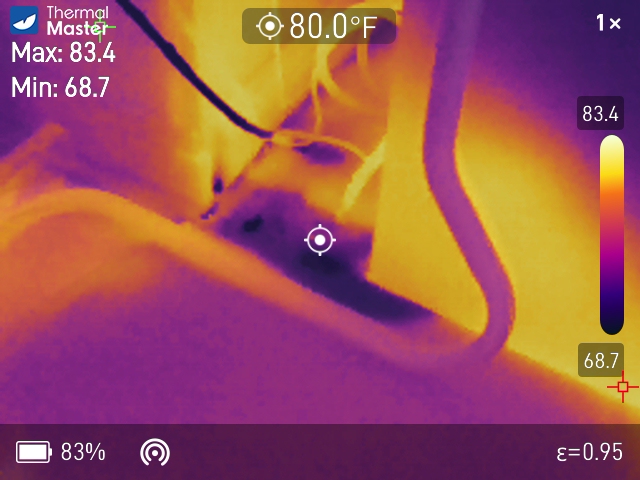 Thermal imaging reveals water saturation in carpeting — moisture intrusion invisible to the eye but clearly detected by infrared.