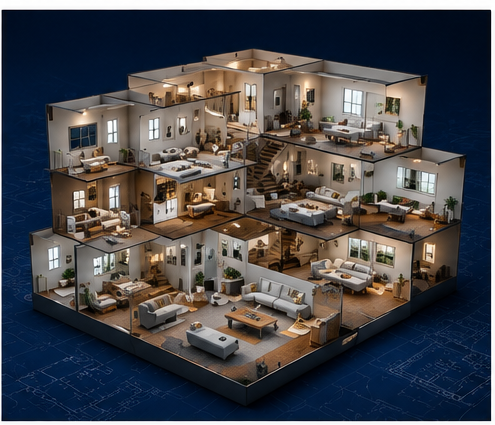 Investor property intelligence — isometric house view
